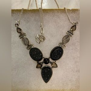 Sterling Silver .925 Marcasite and Smoky Topaz Necklace